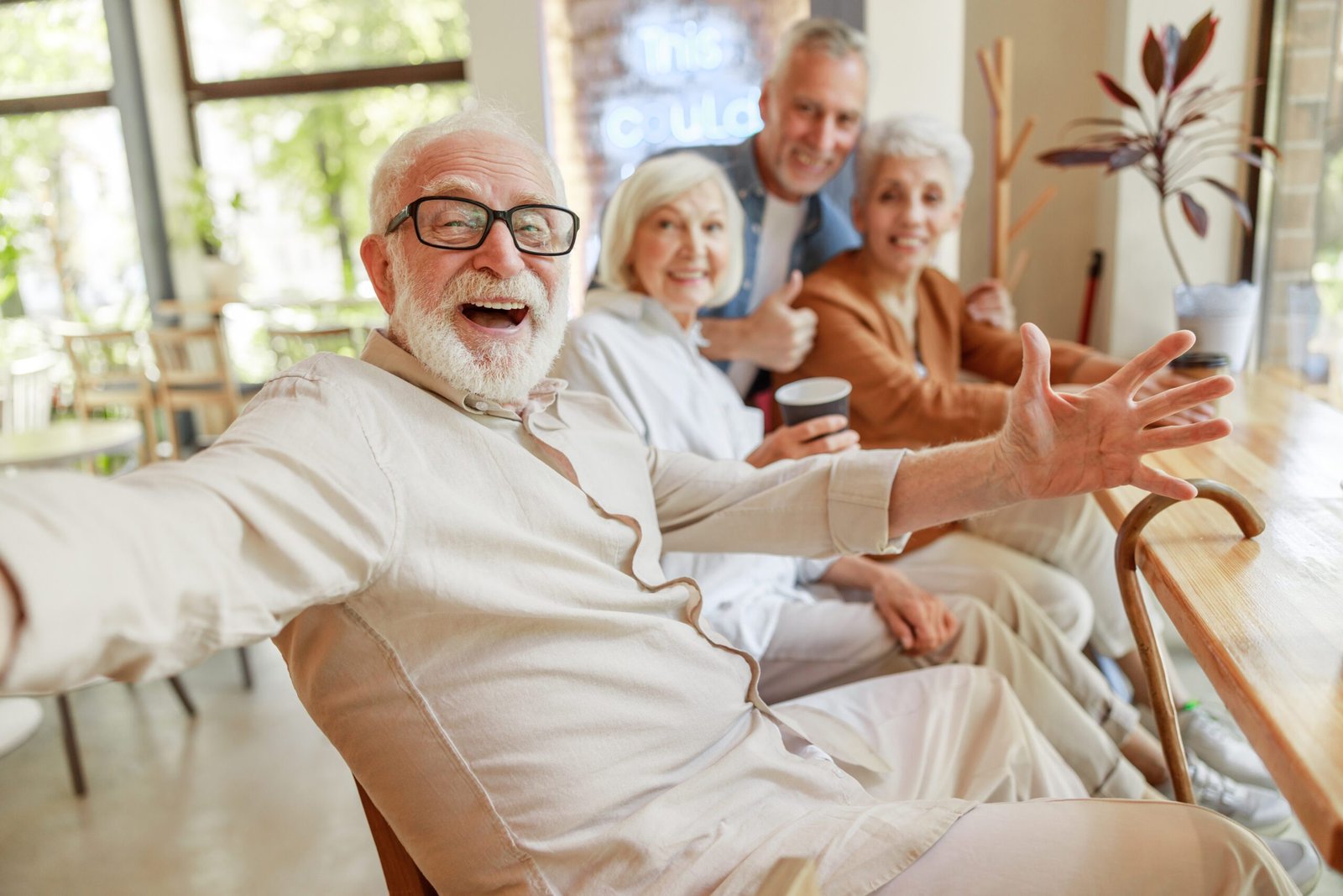 Happy retired friends enjoying life